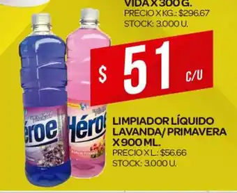 Supermercados DIA Héroe Limpiador Líquido Lavanda/ Primavera x 900ml oferta