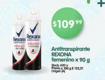 Supermercados Buenos Días Rexona Antitranspirante femenino x 90g oferta