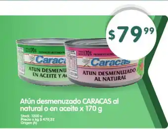 Caracas Atún desmenuzado al natural o en aceite x 170g