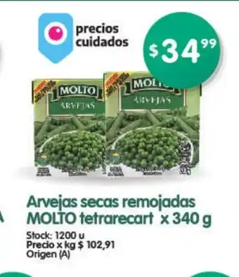 Supermercados Buenos Días Molto Arvejas secas remojados tetrarecart x 340g oferta