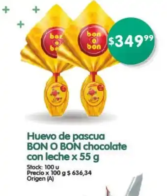 Supermercados Buenos Días Bon O Bon Huevo de pascua chocolate con leche x 55g oferta