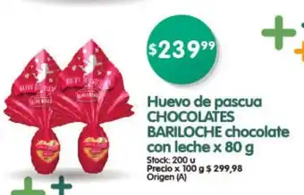 Supermercados Buenos Días Chocolates Bariloche Huevo de pascua chocolate con leche x 80g oferta
