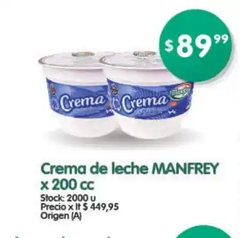 Supermercados Buenos Días Manfrey Crema de leche x 200 cc oferta