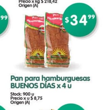 Supermercados Buenos Días Buenos Días Pan para hamburguesas x 4u oferta