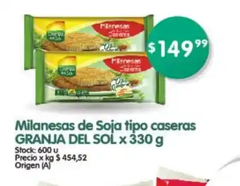 Supermercados Buenos Días Granja Del Sol Milanesas de Soja tipo caseras x 330g oferta