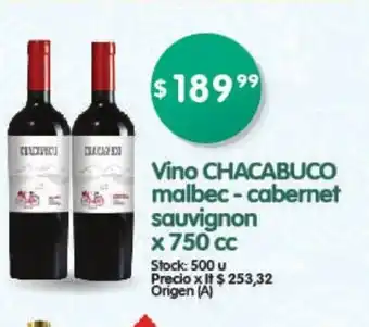 Supermercados Buenos Días Chacabuco Vino malbec - cabernet sauvignon x 750cc oferta