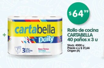 Supermercados Buenos Días Cartabella Rollo de cocina 40 paños x 3 u oferta