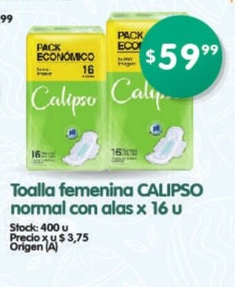 Supermercados Buenos Días Calipso Toalla femenina normal con alas x 16u oferta