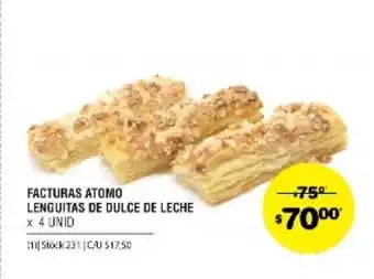 Atomo Conviene Facturas Atomo Lenguitas de Dulce de leche x 4 unid oferta