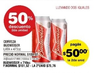 Atomo Conviene Budweiser Cerveza Lata x 473cc oferta