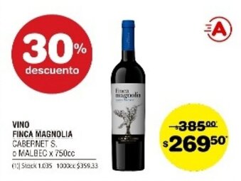 Atomo Conviene Finca Magnolia Vino Cabernet S, o Malbec x 750cc oferta