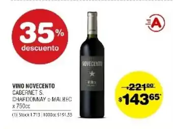 Atomo Conviene Novecento Vino Cabernet S. Chardonnay o Malbec x 750cc oferta