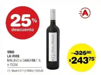 Atomo Conviene La Iride Vino Malbec o Cabernet S. x 750cc oferta