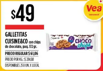 Supermercados Vea Cuisine&Co Galletitas con chips de chocolate, paq. 172 gr. oferta