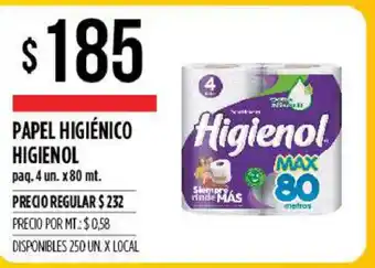 Supermercados Vea Higienol Papel Higiénico paq. 4 un. x 80 mt. oferta
