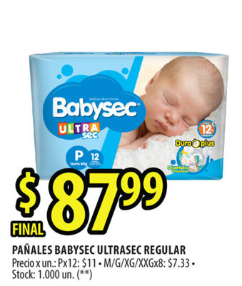 Punto Mayorista Babysec Pañales Ultrasec Regular oferta