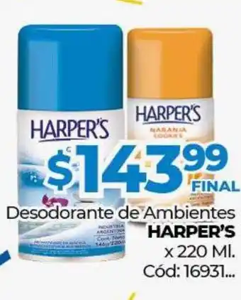Diarco Harper's Desodorante de Ambientes x 220ml oferta