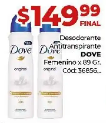 Diarco Dove Desodorante Antitranspirante Femenino x 89gr oferta