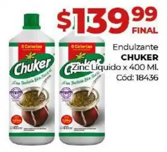 Diarco Chuker Endulzante Zinc Líquido 400ml oferta
