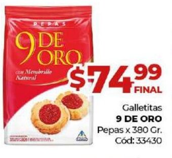 Diarco 9 De Oro Galletitas Pepas x 380gr oferta