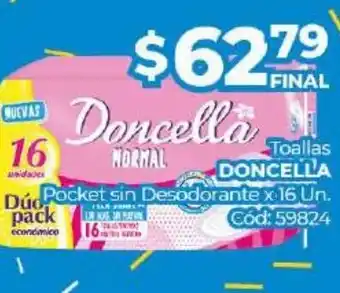 Diarco Doncella Toallas Pocket sin Desodorante x 16Un oferta