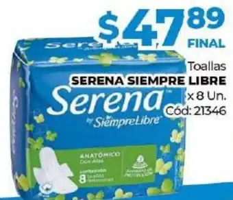 Diarco Serena Siempre libre Toallas x 8un oferta