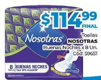 Diarco Nosotras Toallas Buenas Noches x 8un oferta