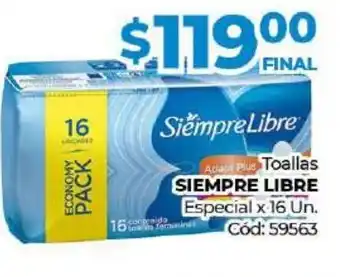 Diarco Siempre Libre Toallas especial x 16un oferta