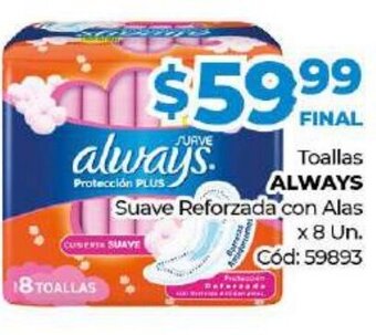 Diarco Always Toallas Suave Reforzada con Alas x 8un oferta