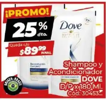 Diarco Dove Shampoo y Acondicioandor D/P x 180ml oferta