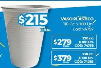 Diarco Vaso Plástico 110cc x 100un oferta