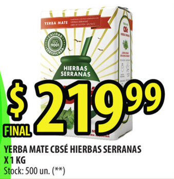 Punto Mayorista CBSé Hierbas Serranas Yerba Mate x 1 kg oferta