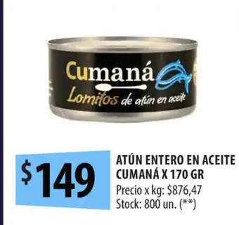 Punto Mayorista Atún Entero En Aceite Cumaná x 170gr oferta
