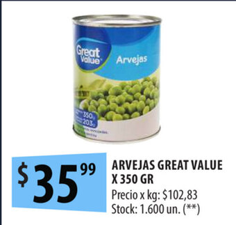 Punto Mayorista Arvejas Great Value x 350g oferta