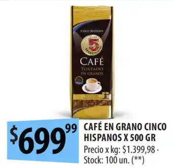 Punto Mayorista Café En Grano Cinco Hispanos x 500gr oferta