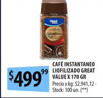 Punto Mayorista Café Instantaneo Liofilizado Great Value x 170gr oferta