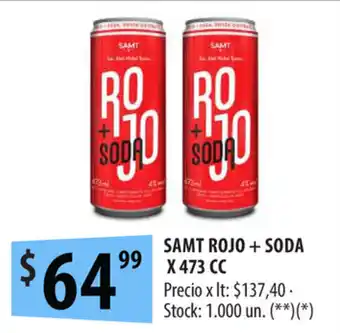 Punto Mayorista Samt Rojo + Soda x 473cc oferta