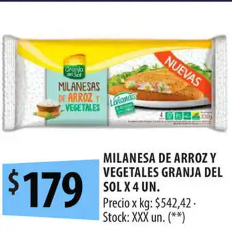 Punto Mayorista Milanesa De Arroz Y Vegetales Granja Del Sol x 4un oferta
