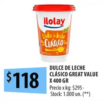 Punto Mayorista Ilolay Dulce De Leche Clásico Great Value x 400gr oferta