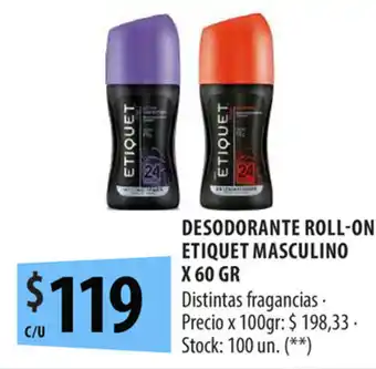 Punto Mayorista Etiquet Desodorante Roll On Masculino x 60gr oferta