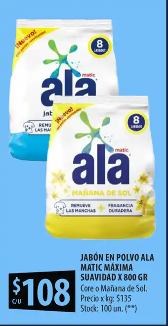 Punto Mayorista Jabón En Polvo Ala Matic Máxima Suavidad x 800gr oferta