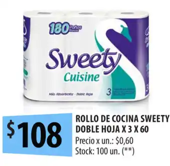 Punto Mayorista Sweety Rollo de Cocina Doble Hoja x 3 x 60 oferta