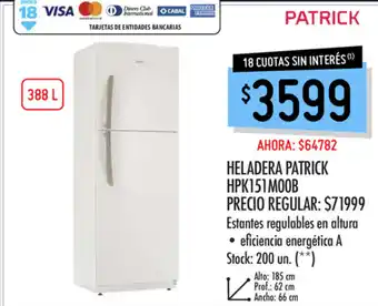 Punto Mayorista Patrick Heladera HPK151MOOB oferta