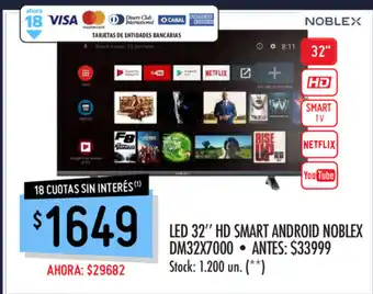 Punto Mayorista Noblex LED 32" HD Smart Android DM32X7000 oferta