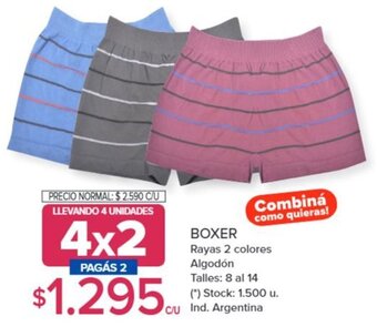 Carrefour BOXER Rayas 2 colores Algodón 8 al 14 oferta