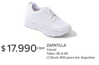 Carrefour ZAPATILLA Casual 35 al 40 oferta
