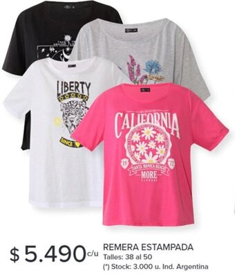 Carrefour REMERA ESTAMPADA 38 al 50 oferta