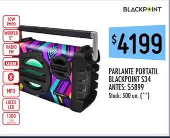 Punto Mayorista Parlante Portatil Blackpoint S34 oferta