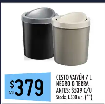 Punto Mayorista Cesto Vaivén 7L Negro O Terra oferta