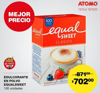 Atomo Conviene EDULCORANTE EN POLVO EQUALSWEET 100 unidades oferta